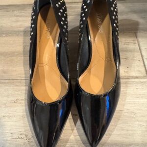 J.Renee Glossy Black Heels with Studs